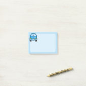Post-it® Voiture dessin animé bleu (Sur un bureau)