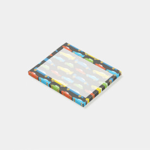 Post-it® Voitures de course colorées sur fond noir