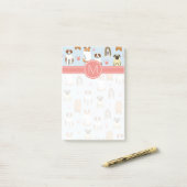 Post-it® Votre initiale | Chiots et pattes (Sur un bureau)
