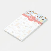 Post-it® Votre initiale | Chiots et pattes (Incliné)