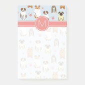 Post-it® Votre initiale | Chiots et pattes (Devant)