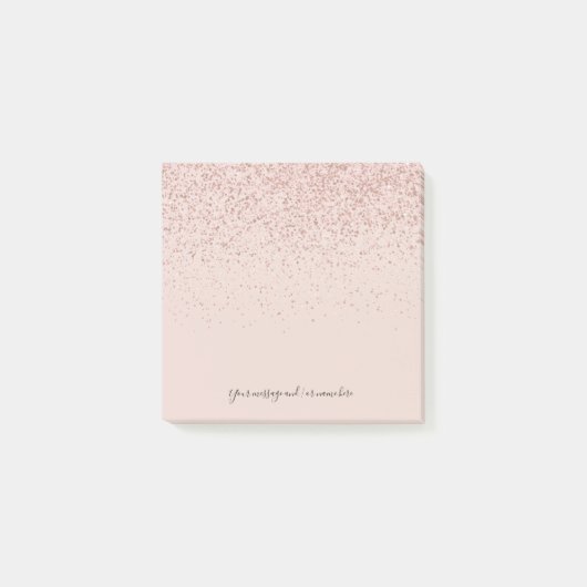 Post-it® Votre Message Rose Pailleté Or (Devant)