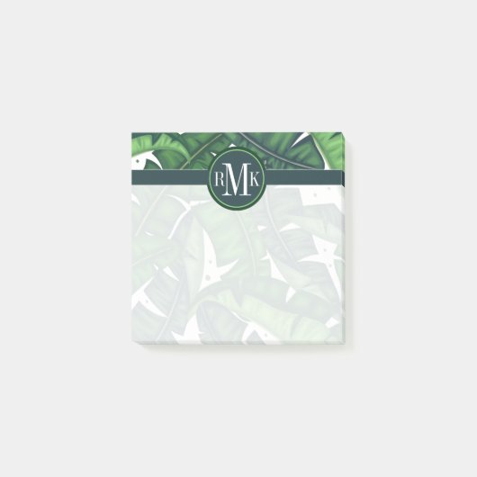 Post-it® Votre monogramme | Feuilles de palmiers tropicaux (Devant)