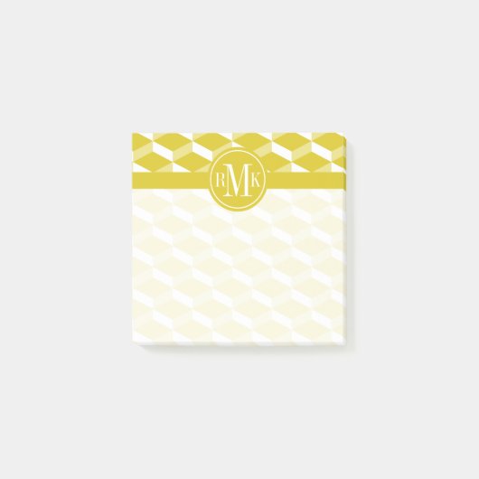 Post-it® Votre monogramme | Motif géométrique d'or (Devant)