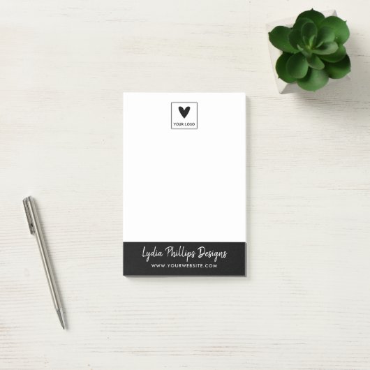 Post-it® Votre nom de logo carré Brush Script Petite entrep (Bureau)