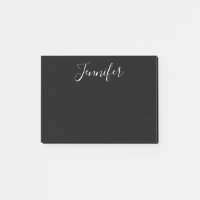 Votre nom | Élégant script blanc sur noir