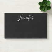 Post-it® Votre nom | Élégant script blanc sur noir (Bureau)