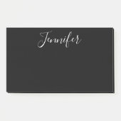 Post-it® Votre nom | Élégant script blanc sur noir (Devant)