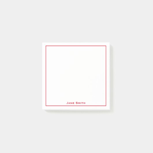 Post-it® Votre nom Entreprise Minimaliste Rouge Blanc (Devant)