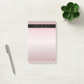 Post-it® Votre nom | Rose pâle ombré & Rayures blanches (Bureau)