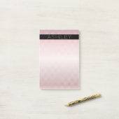 Post-it® Votre nom | Rose pâle ombré & Rayures blanches (Sur un bureau)
