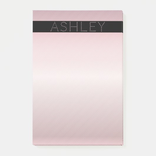 Post-it® Votre nom | Rose pâle ombré & Rayures blanches (Devant)