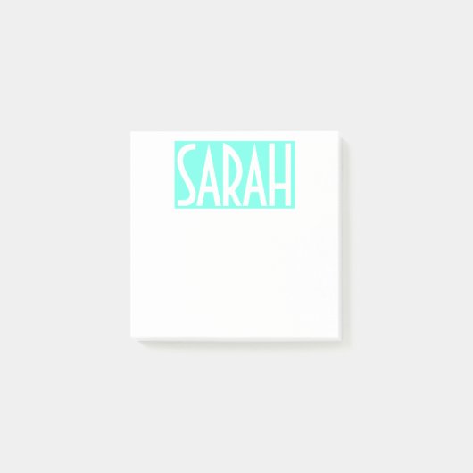 Post-it® Votre nom | Texte blanc gras sur Aqua clair (Devant)