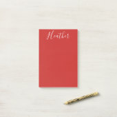 Post-it® Votre script blanc personnalisé en rouge (Sur un bureau)