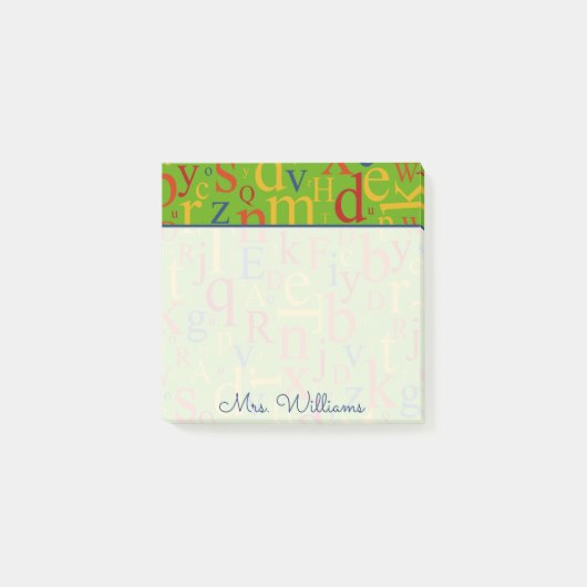 Post-it® Votre texte | Alphabet coloré (Devant)