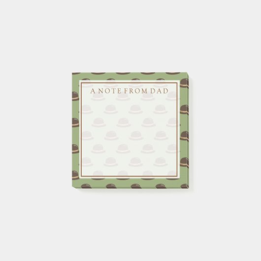 Post-it® Votre texte | Bowler Casquette Brown & vert (Devant)