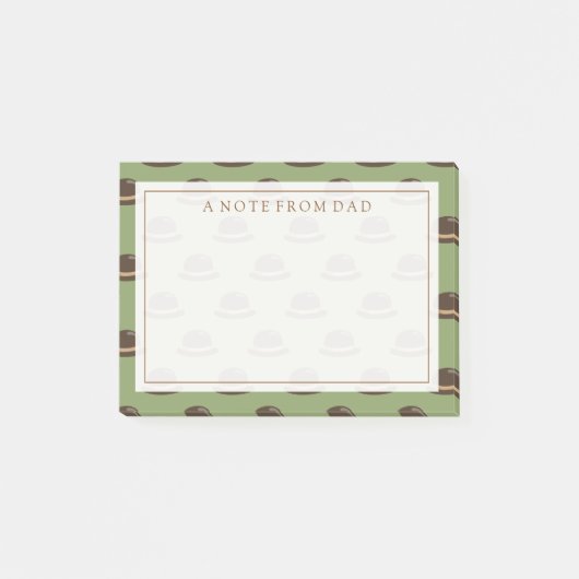 Post-it® Votre texte | Bowler Casquette Brown & vert (Devant)