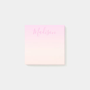 Post-it® Votre texte   Élégant Script & Soft Blush Pink Omb