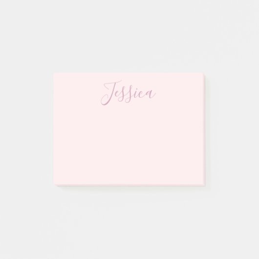 Post-it® Votre texte | Élégant Script & Soft Blush Rose (Devant)