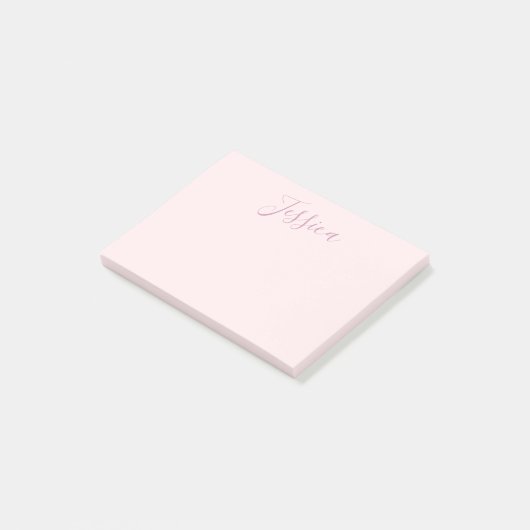 Post-it® Votre texte | Élégant Script & Soft Blush Rose (Incliné)