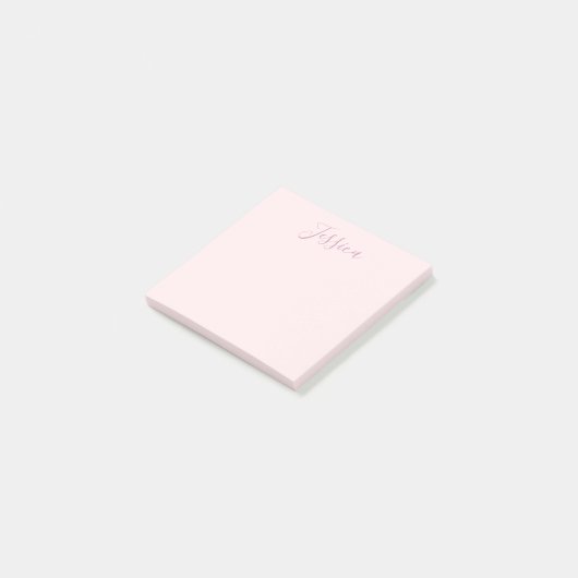 Post-it® Votre texte | Élégant Script & Soft Blush Rose (Incliné)