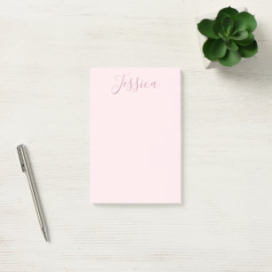 Post-it® Votre texte   Élégant Script & Soft Blush Rose