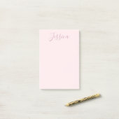 Post-it® Votre texte | Élégant Script & Soft Blush Rose (Sur un bureau)
