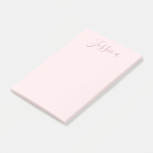 Post-it® Votre texte | Élégant Script & Soft Blush Rose (Incliné)