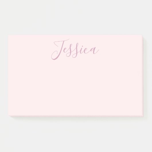 Post-it® Votre texte | Élégant Script & Soft Blush Rose (Devant)