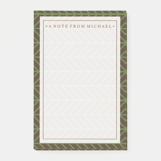 Post-it® Votre texte | Kaki Herringbone (Devant)