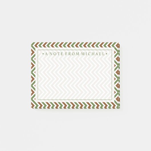Post-it® Votre texte | Khaki Chevron (Devant)