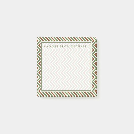 Post-it® Votre texte | Khaki Chevron (Devant)
