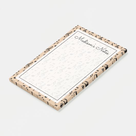 Post-it® Votre texte | Notes musicales (Incliné)
