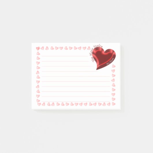 Post-it® "Vous avez volé mon coeur" Valentine (Devant)
