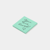 Post-it® Vous êtes aimé Vert avec cœur Positif (Incliné)