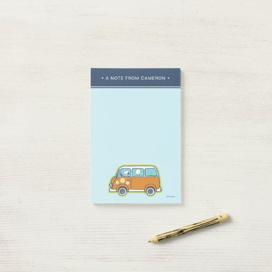 Post-it® Voyage sur route | Peanuts Road Trip Van (Sur un bureau)