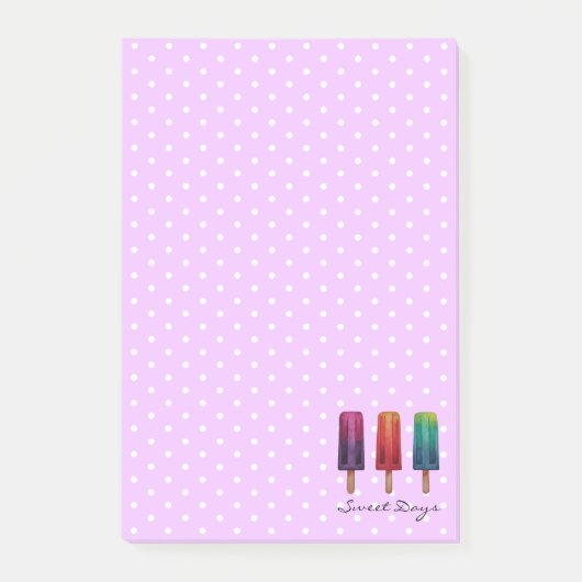 Post-it® Watercolor Cute Popsicle Glaces Creams (Devant)