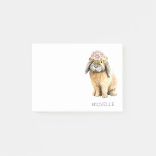 Post-it® Watercolor Floral Bunny Rabbit Personalized
