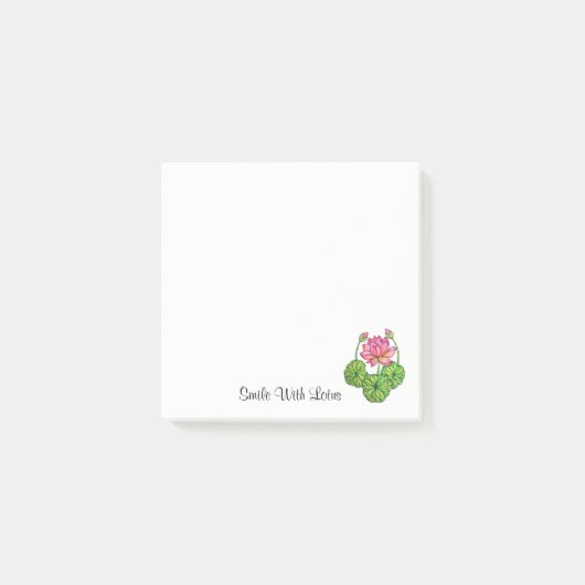 Post-it® Watercolor Pink Lotus with Buds & Leaves (Devant)