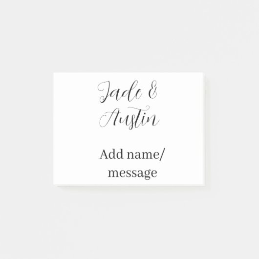 Post-it® Wedding couple name message date romantic elegant  (Devant)