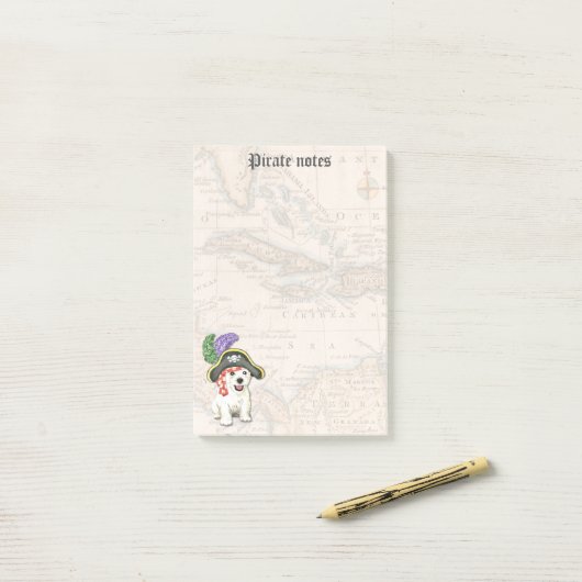 Post-it® Westie Pirate (Sur un bureau)