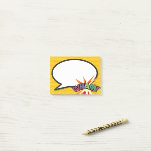 Post-it® WHAM Speech Bubble Fun Modern Comic Book (Sur un bureau)