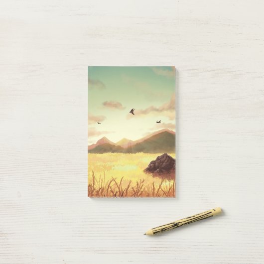 Post-it® Wheat fields at sunrise (Sur un bureau)