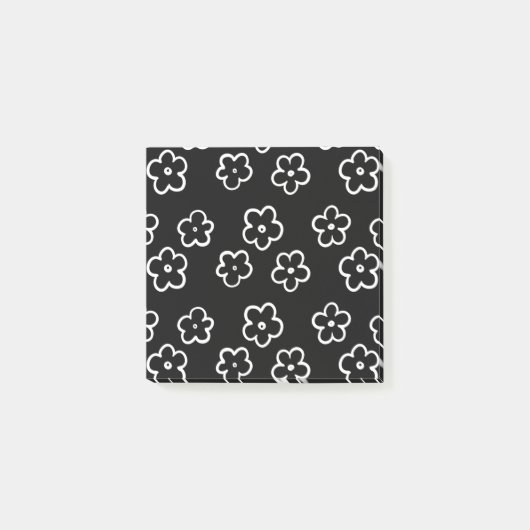 Post-it® Whimsical Black & White Floral Retro et joyeux (Devant)