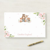 Post-it® Whimsical Chic Blush Floral Bois Animaux (Sur un bureau)