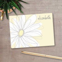 Whimsical daisy - add your name yellow gray