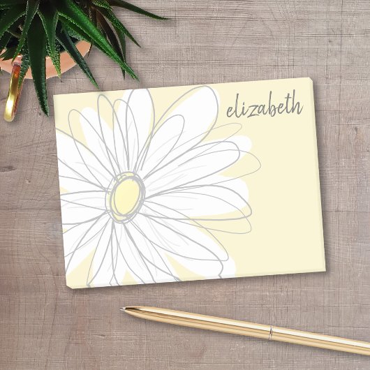 Post-it® Whimsical daisy - add your name yellow gray