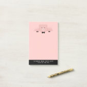 Post-it® Whimsical pink pig cute Farm Animal (Sur un bureau)