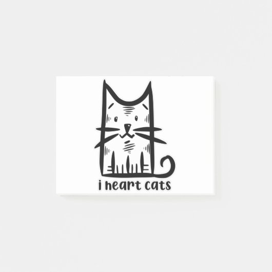 Post-it® Whiskers Cat, I heart cats (Devant)