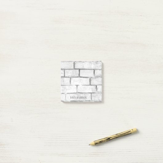 Post-it® White Brick Wall Ajouter un nom 3x3 (Sur un bureau)